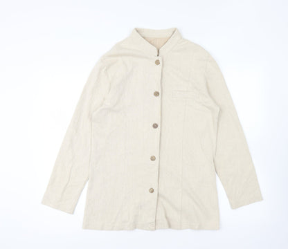 Preworn Womens Beige Jacket Size L Button