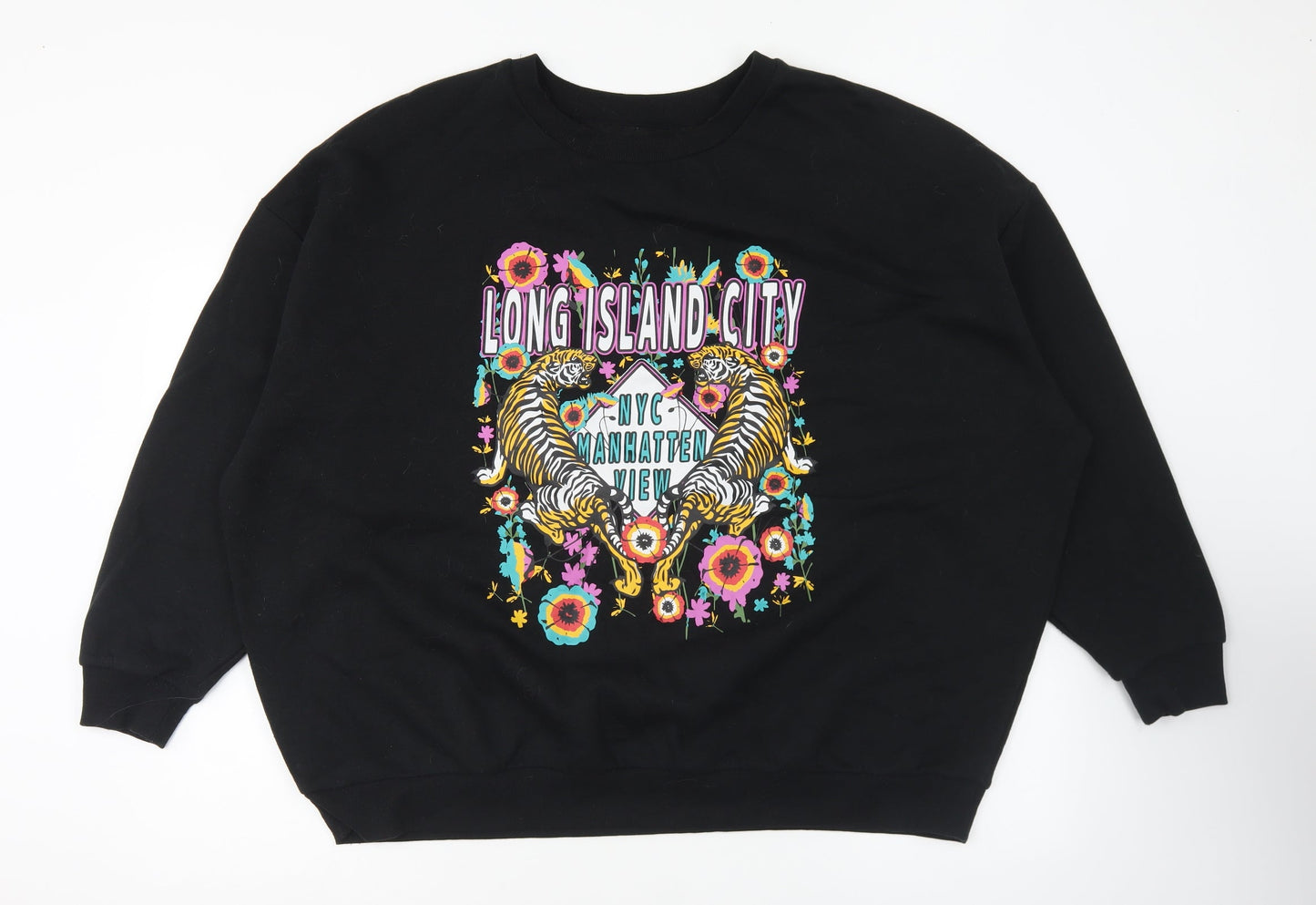 Preworn Womens Black Polyester Pullover Sweatshirt Size XL Pullover - Long Island City