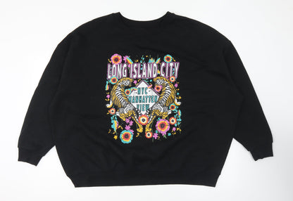 Preworn Womens Black Polyester Pullover Sweatshirt Size XL Pullover - Long Island City