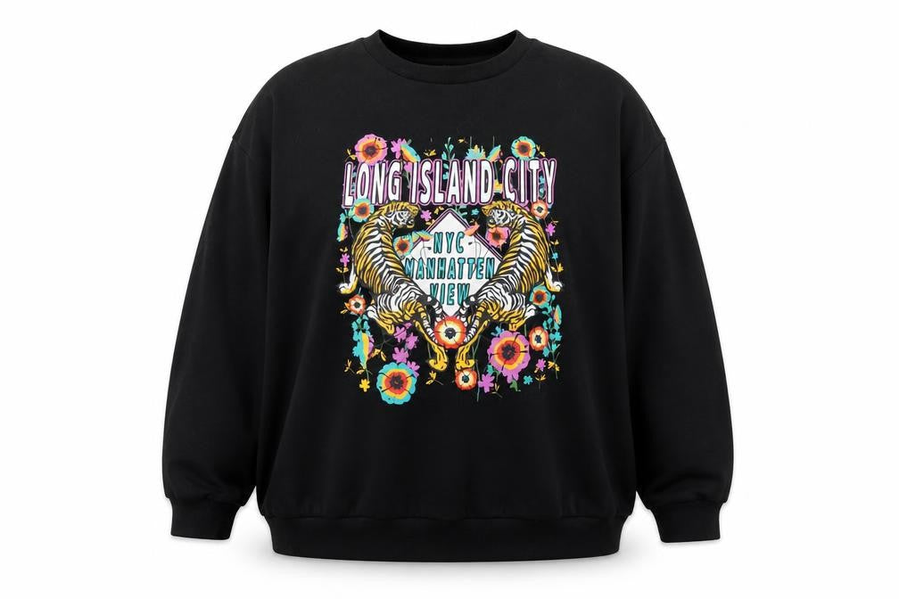 Preworn Womens Black Polyester Pullover Sweatshirt Size XL Pullover - Long Island City
