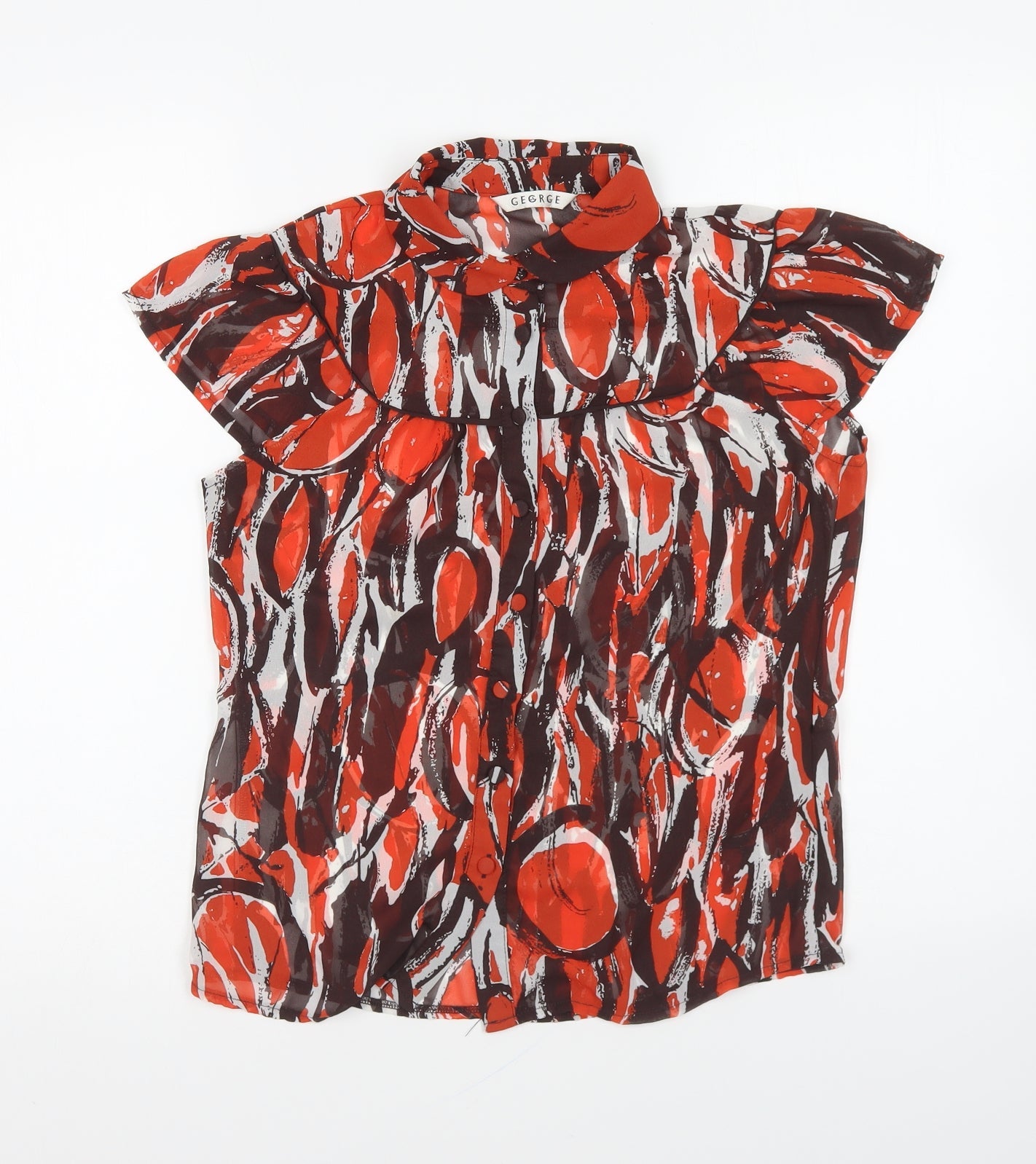 George Womens Multicoloured Geometric Polyester Basic Button-Up Size 10 Collared