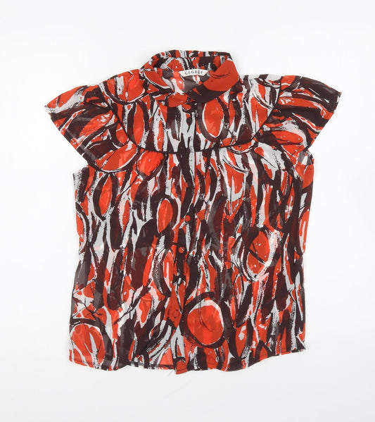 George Womens Multicoloured Geometric Polyester Basic Button-Up Size 10 Collared