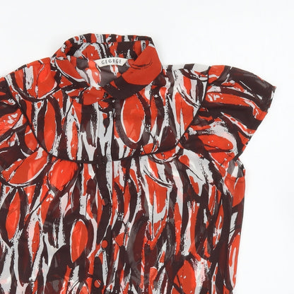 George Womens Multicoloured Geometric Polyester Basic Button-Up Size 10 Collared