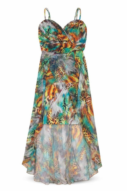 Jenny Womens Multicoloured Animal Print Polyester Fit & Flare Size S Sweetheart Pullover - Dipped Hem