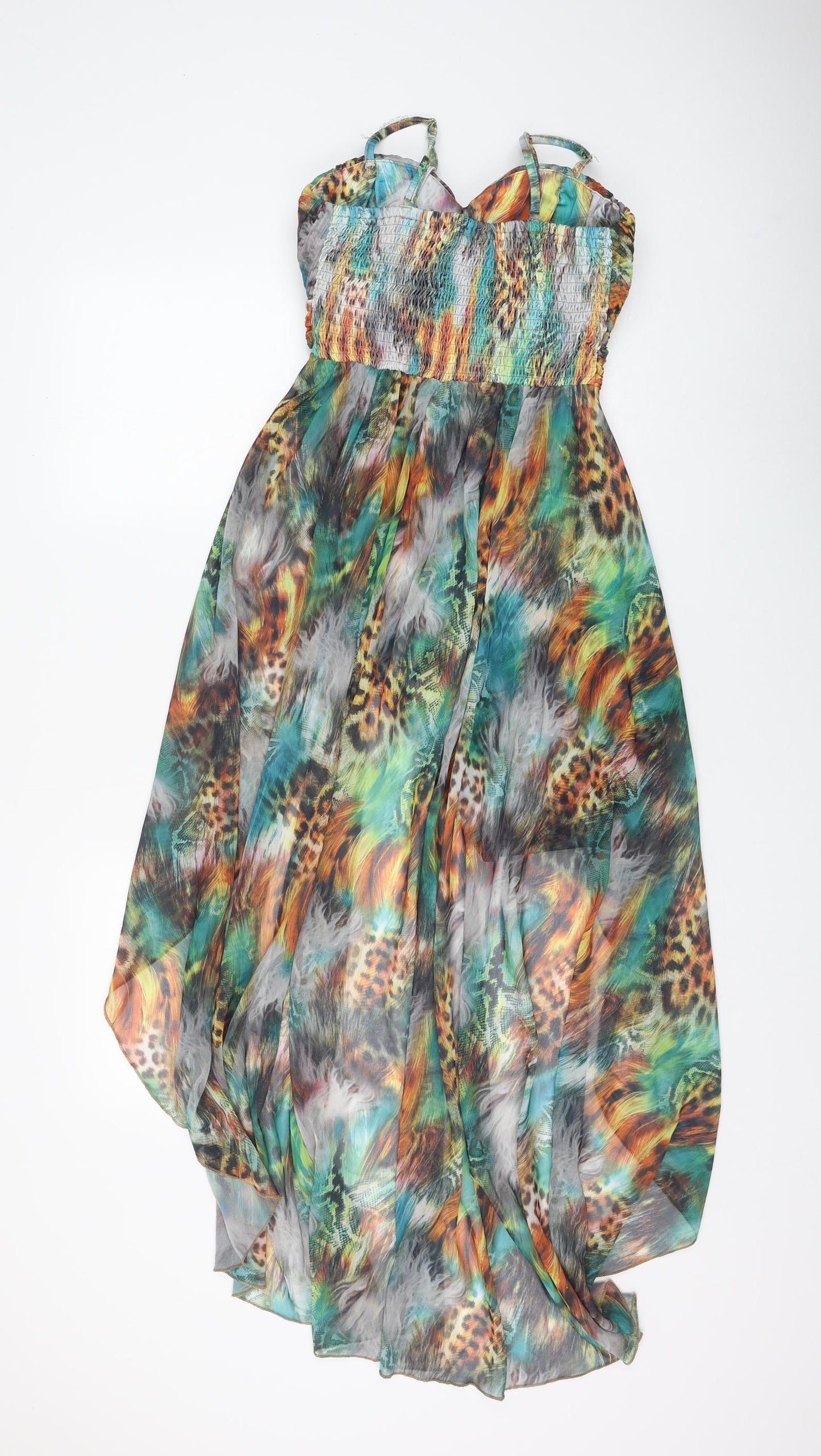 Jenny Womens Multicoloured Animal Print Polyester Fit & Flare Size S Sweetheart Pullover - Dipped Hem