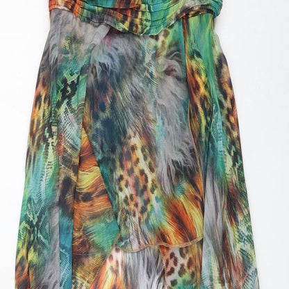 Jenny Womens Multicoloured Animal Print Polyester Fit & Flare Size S Sweetheart Pullover - Dipped Hem