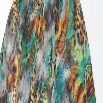 Jenny Womens Multicoloured Animal Print Polyester Fit & Flare Size S Sweetheart Pullover - Dipped Hem