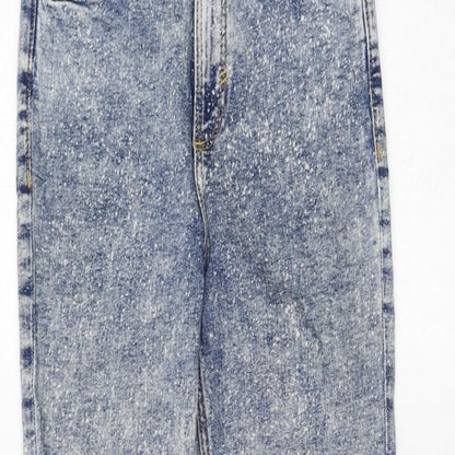 Zara Womens Blue Cotton Skinny Jeans Size 6 L26 in Regular Zip - Acid Wash