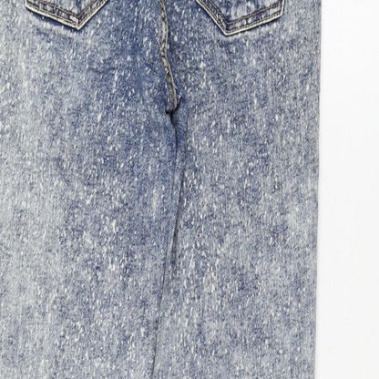 Zara Womens Blue Cotton Skinny Jeans Size 6 L26 in Regular Zip - Acid Wash