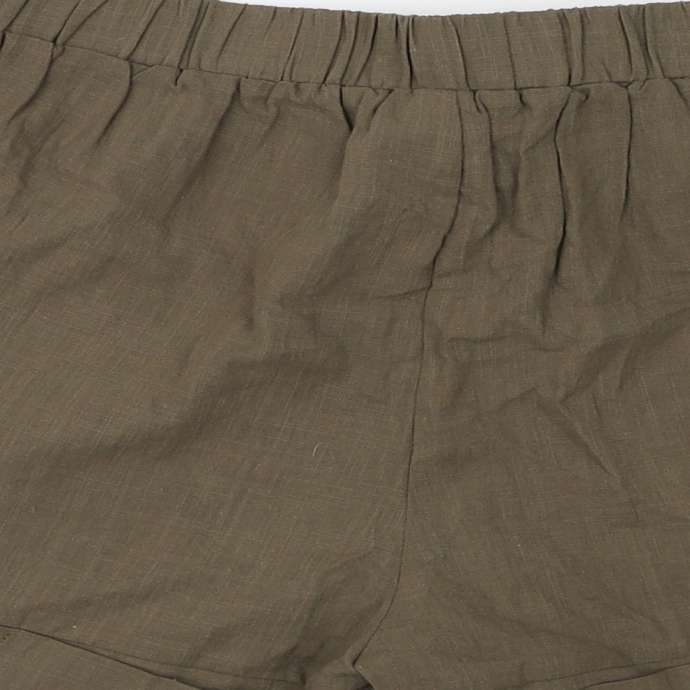 SheIn Womens Green Cotton Culotte Shorts Size L L3 in Regular Tie