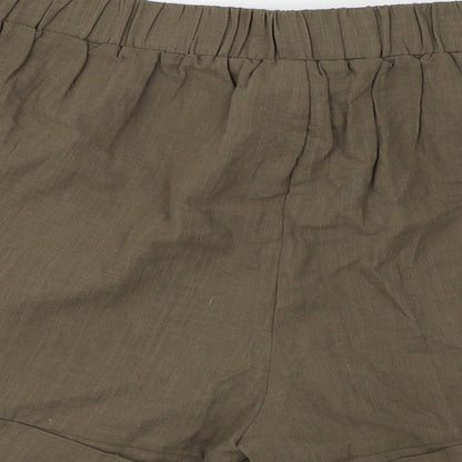 SheIn Womens Green Cotton Culotte Shorts Size L L3 in Regular Tie