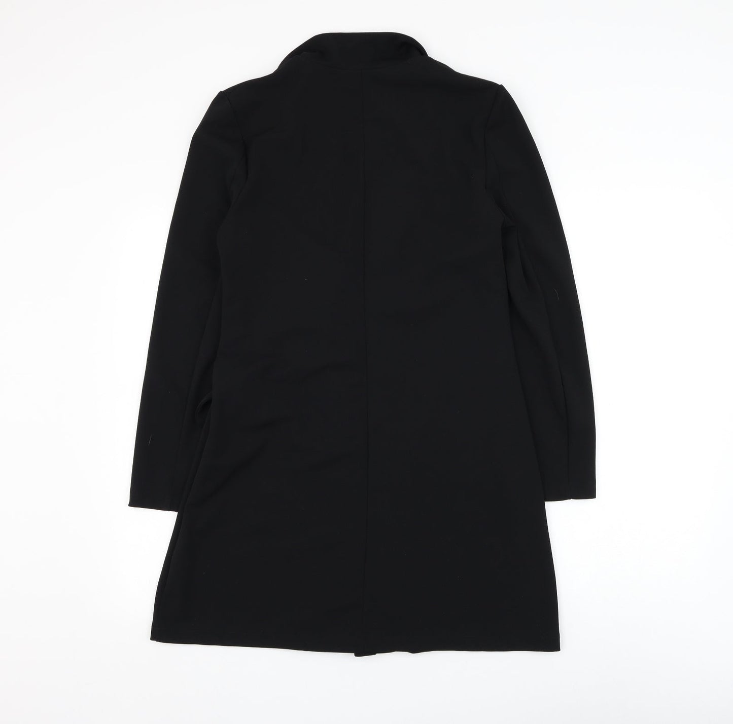 Boohoo Womens Black Polyester Jacket Dress Size 8 Collared Tie