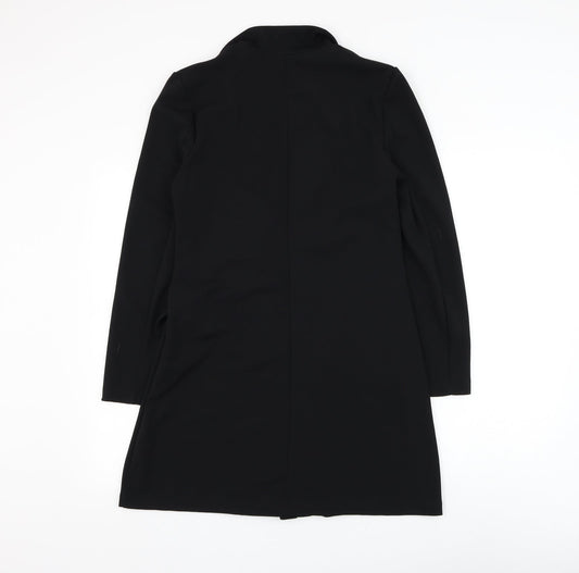Boohoo Womens Black Polyester Jacket Dress Size 8 Collared Tie