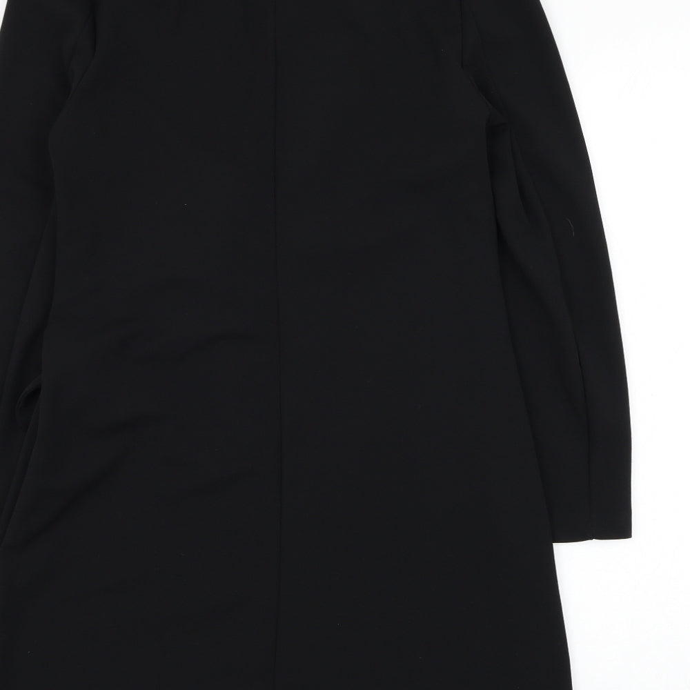 Boohoo Womens Black Polyester Jacket Dress Size 8 Collared Tie