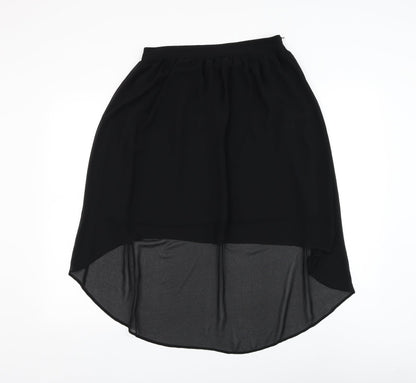 FOREVER 21 Womens Black Polyester Flare Skirt Size M Zip