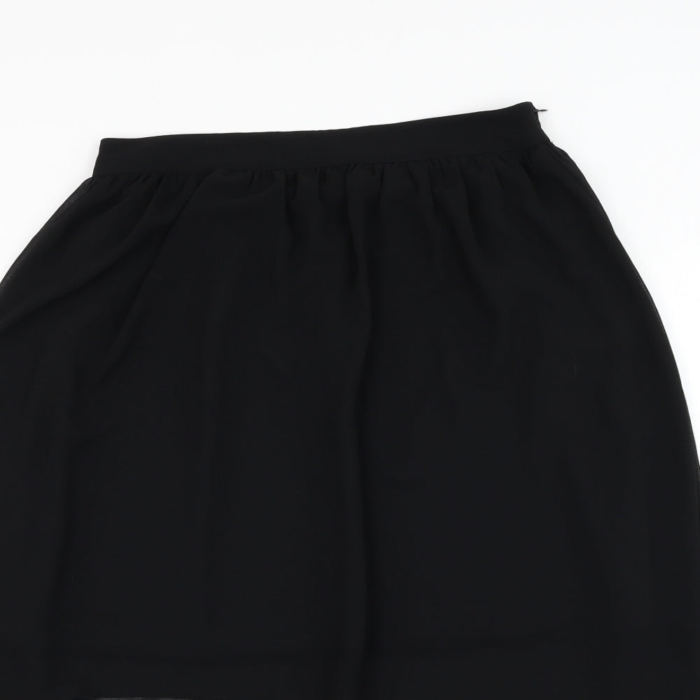 FOREVER 21 Womens Black Polyester Flare Skirt Size M Zip