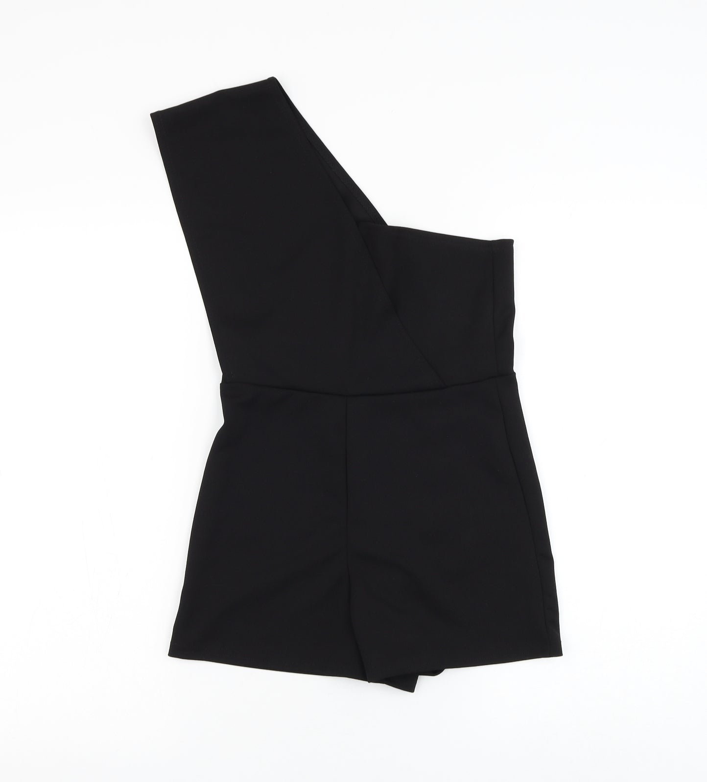 PRETTYLITTLETHING Womens Black Polyester Playsuit One-Piece Size 8 L3 in Pullover