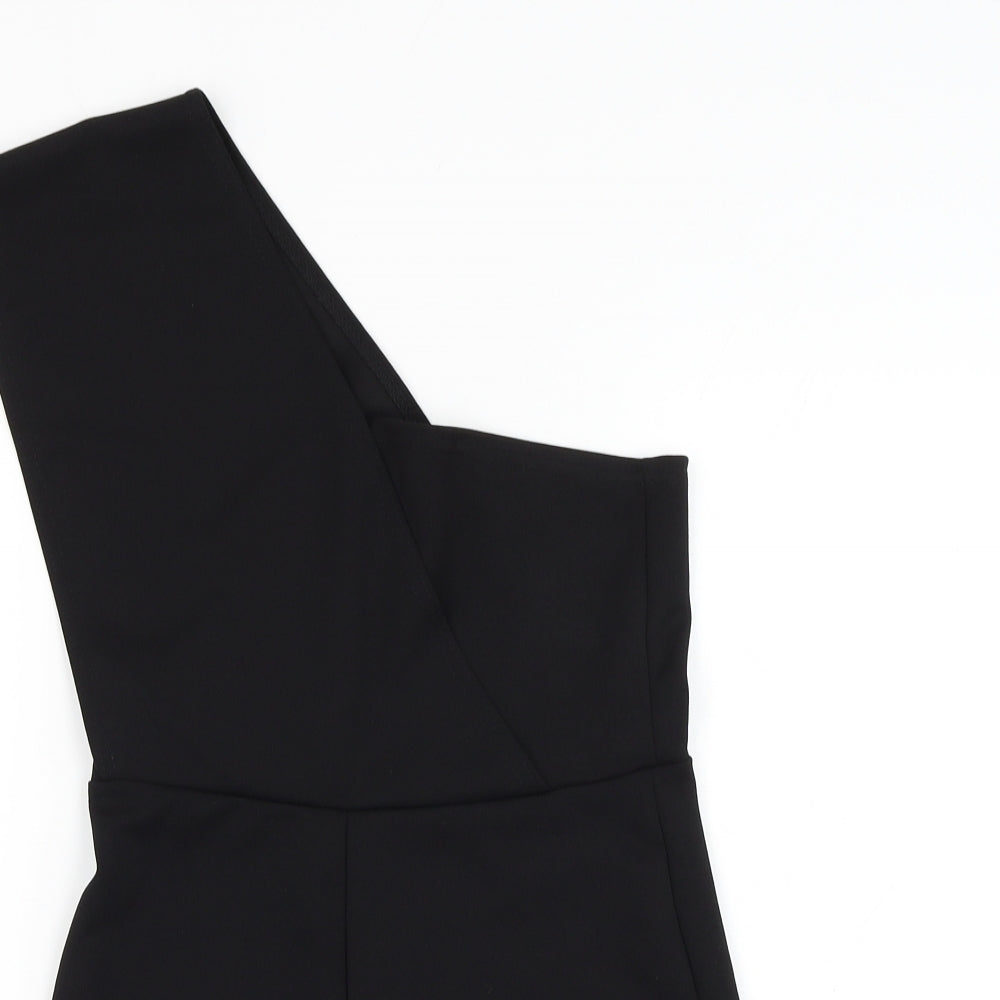 PRETTYLITTLETHING Womens Black Polyester Playsuit One-Piece Size 8 L3 in Pullover