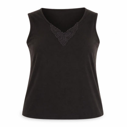 Berkertex Womens Brown Polyester Basic Tank Size 16 V-Neck - Flower Lace Detailing