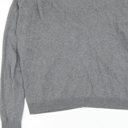 Primark Womens Grey V-Neck Cotton Cardigan Jumper Size 4