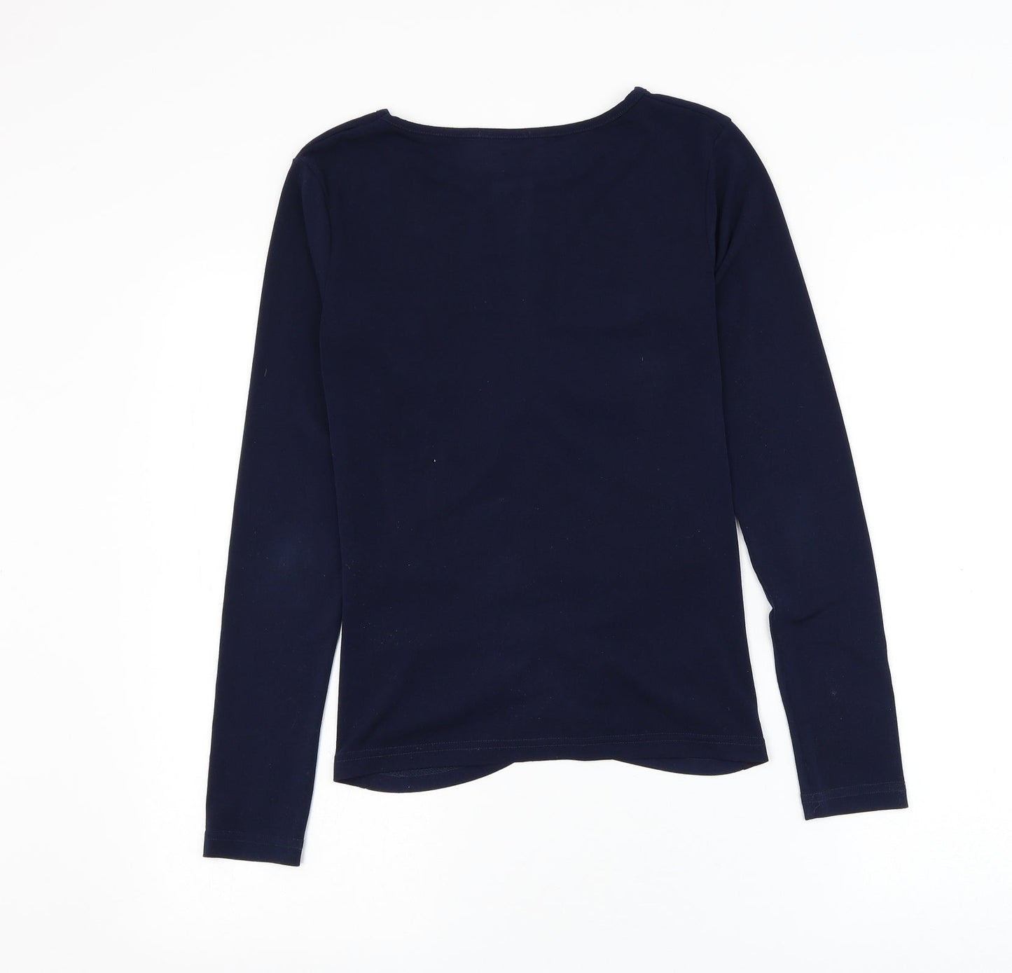 Avocado Womens Blue Polyester Basic Blouse Size S Round Neck