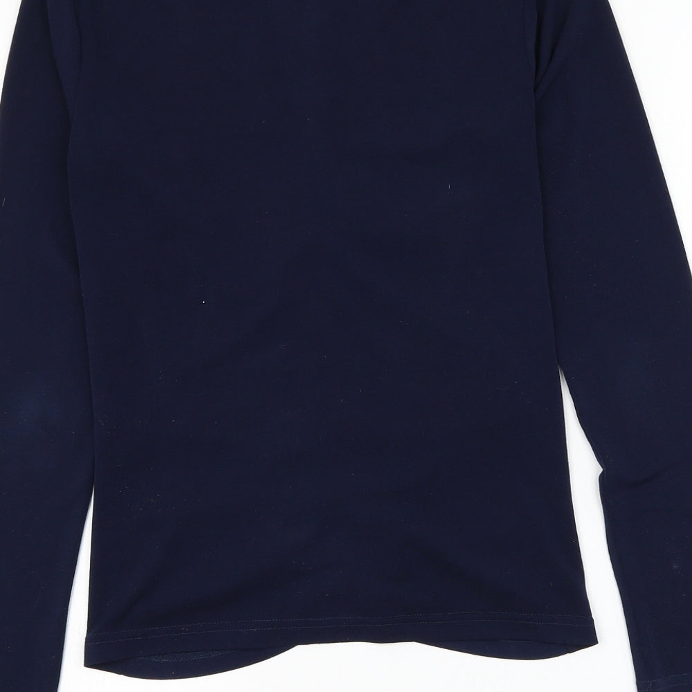 Avocado Womens Blue Polyester Basic Blouse Size S Round Neck