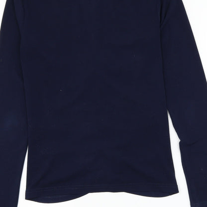 Avocado Womens Blue Polyester Basic Blouse Size S Round Neck