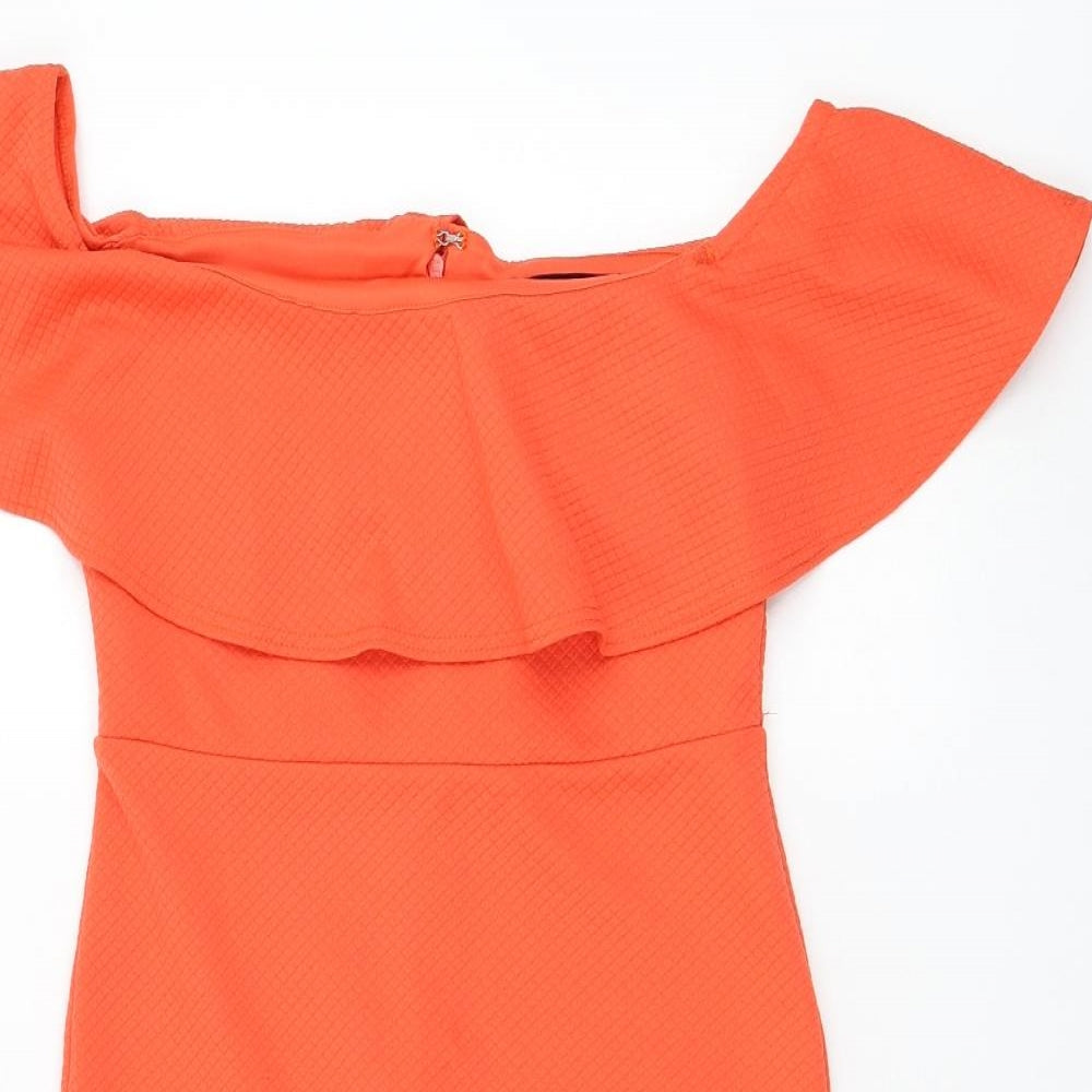 New Look Womens Red Polyester Bodycon Size 10 Boat Neck Zip