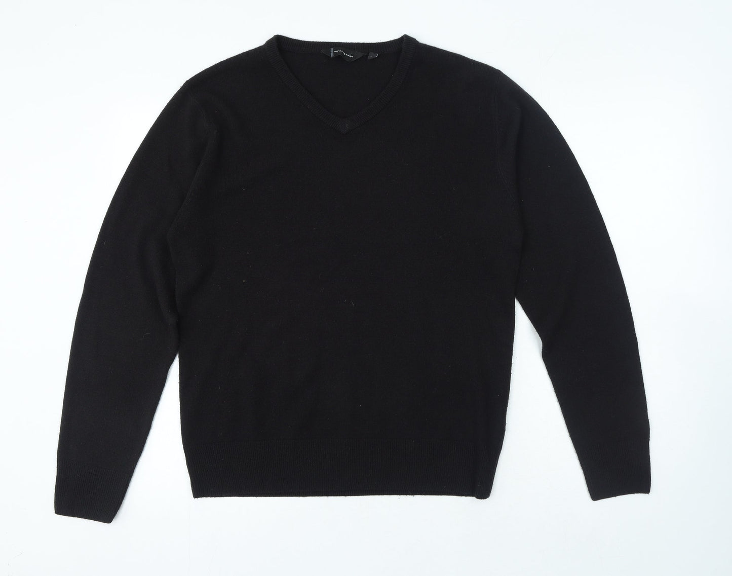 Cutting Edge Mens Black V-Neck Acrylic Pullover Jumper Size M