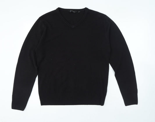 Cutting Edge Mens Black V-Neck Acrylic Pullover Jumper Size M