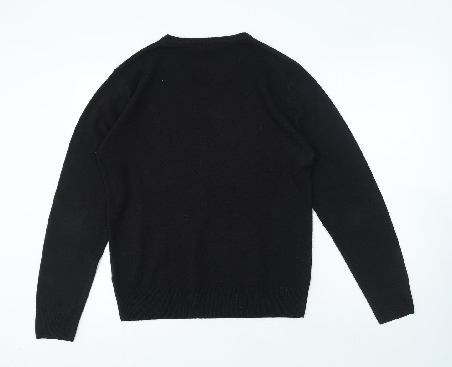 Cutting Edge Mens Black V-Neck Acrylic Pullover Jumper Size M