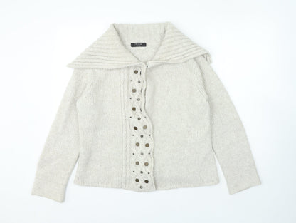 Womens UK Size 14 Moda Beige Cardigan Jumper