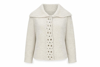 Womens UK Size 14 Moda Beige Cardigan Jumper