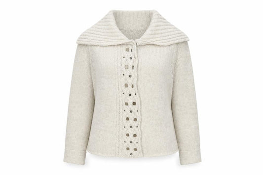 Womens UK Size 14 Moda Beige Cardigan Jumper