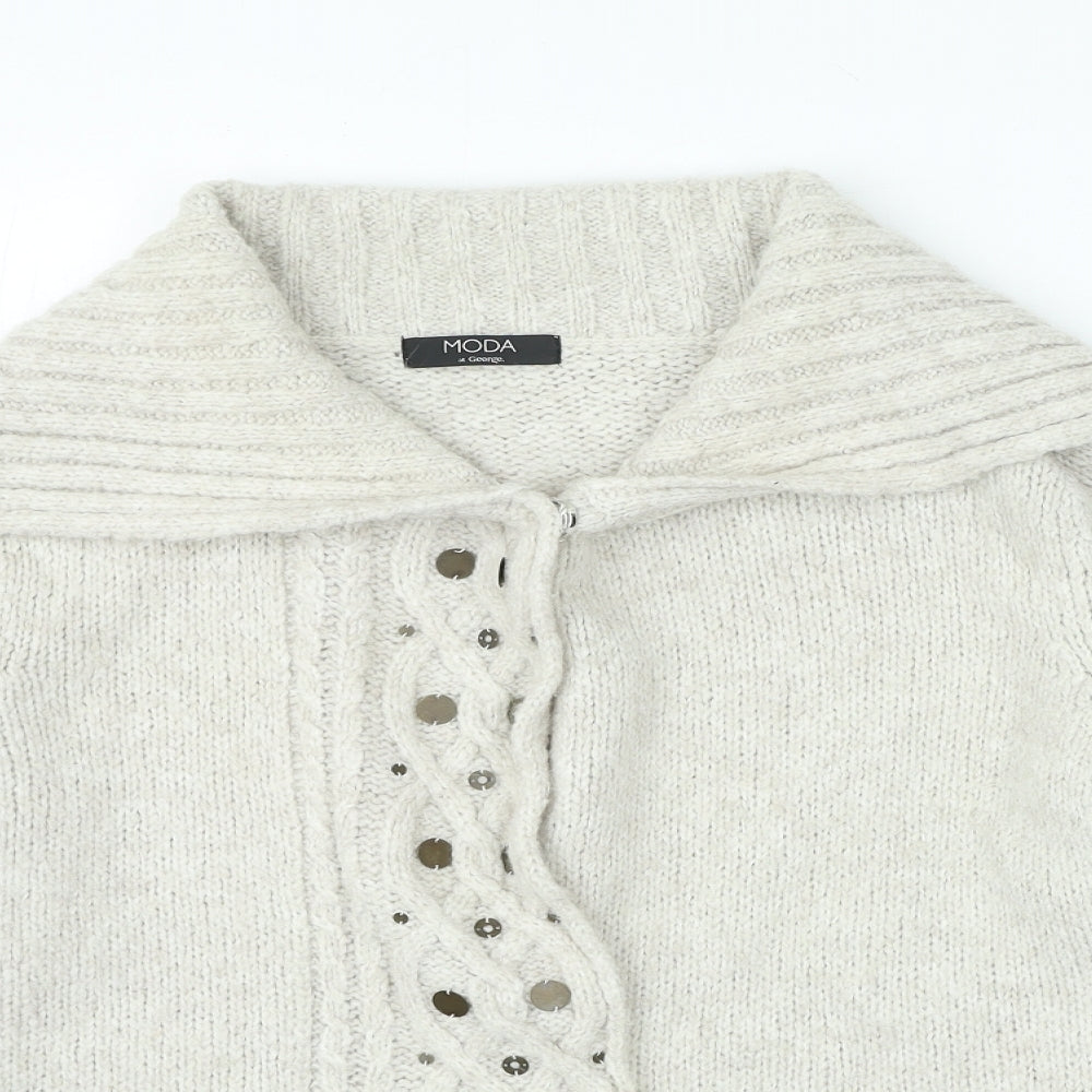 Womens UK Size 14 Moda Beige Cardigan Jumper