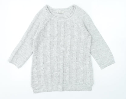 Love Knitwear Womens Grey Round Neck Acrylic Pullover Jumper Size 8