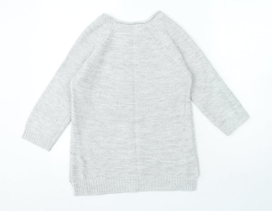 Love Knitwear Womens Grey Round Neck Acrylic Pullover Jumper Size 8