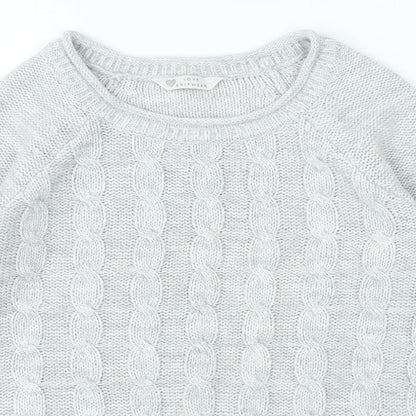 Love Knitwear Womens Grey Round Neck Acrylic Pullover Jumper Size 8