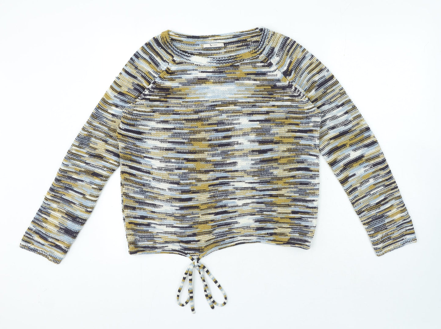 TU Womens Multicoloured Round Neck Striped Acrylic Pullover Jumper Size 12