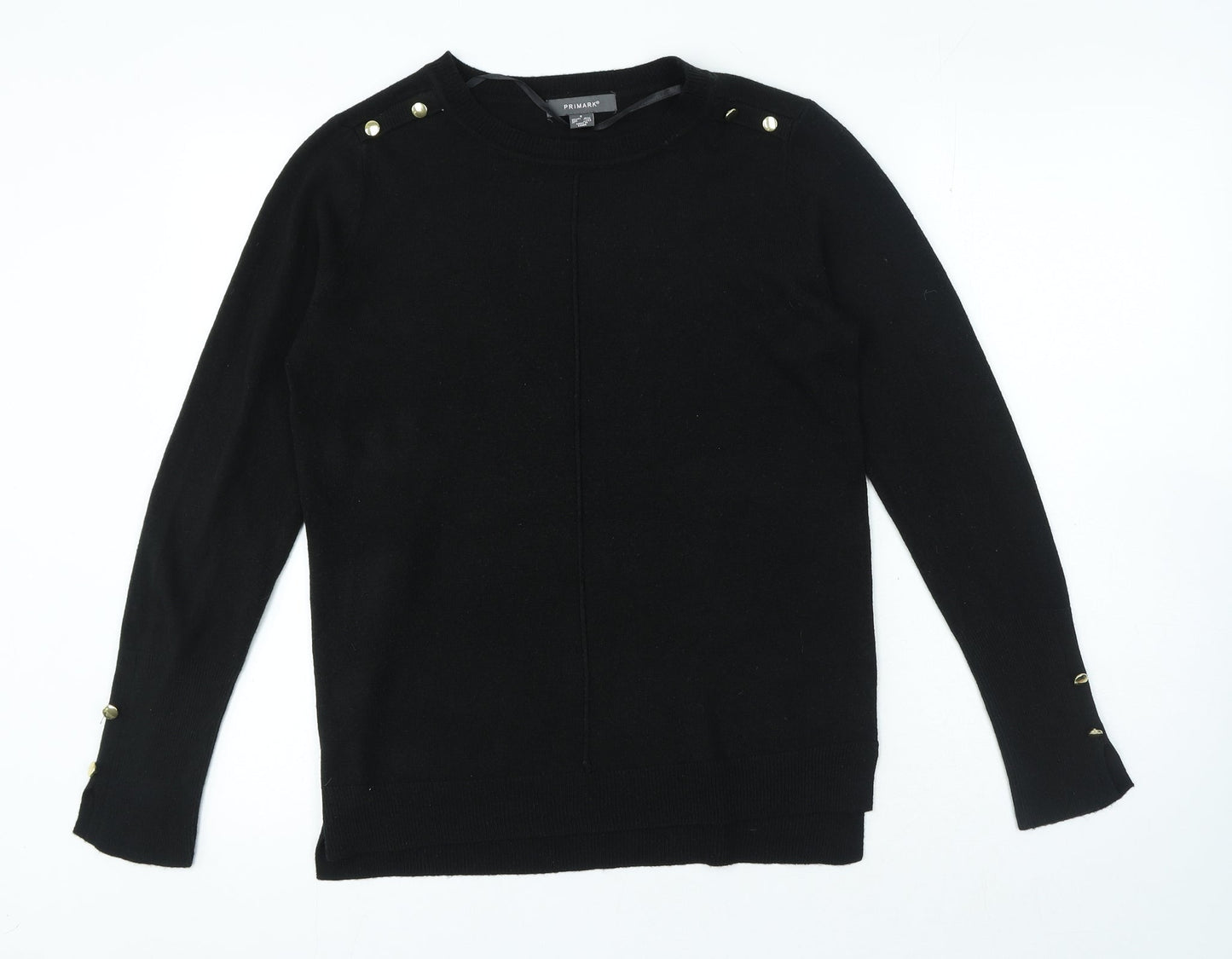 Primark Womens Black Round Neck Acrylic Pullover Jumper Size S