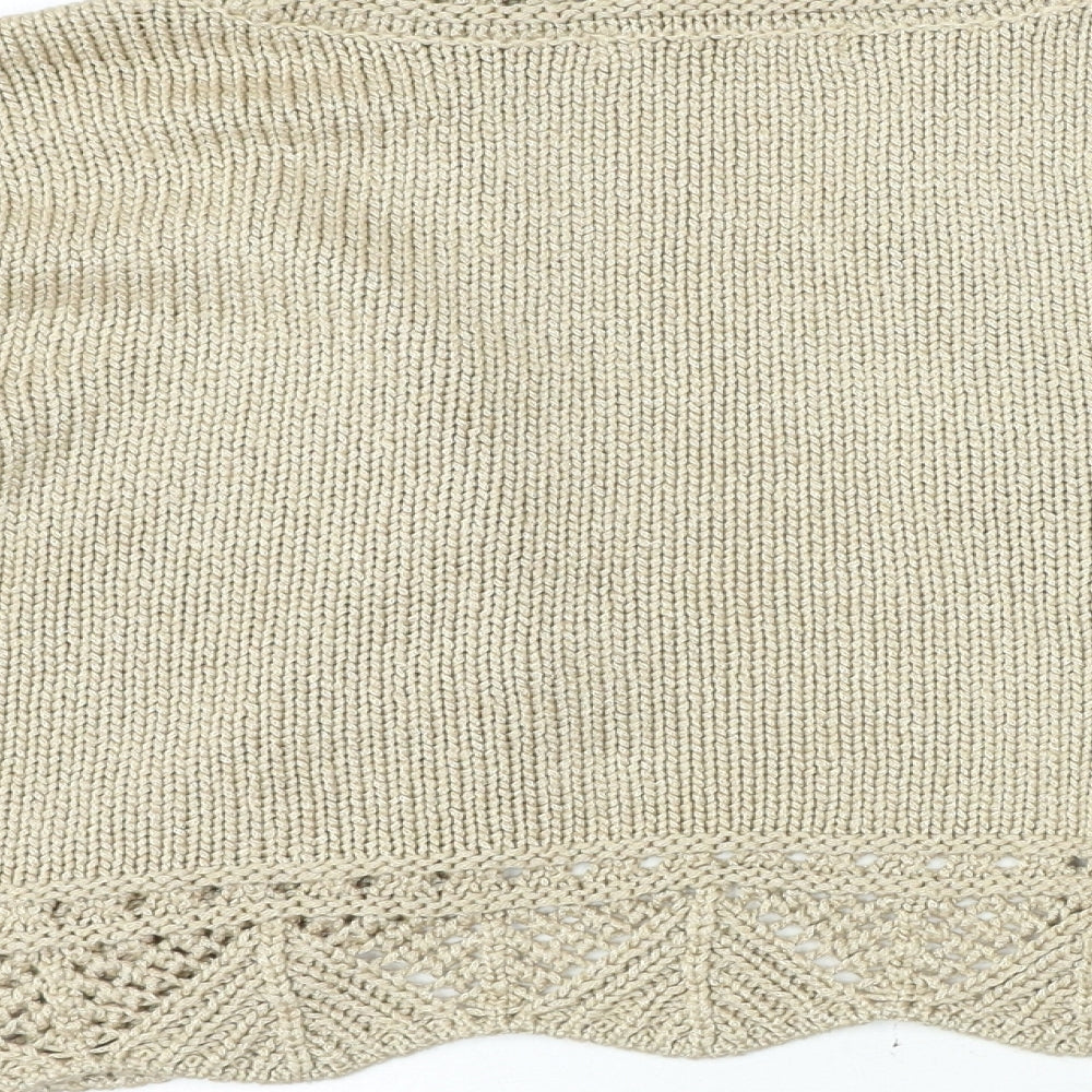 AMARANTO Womens Beige V-Neck Acrylic Cardigan Jumper Size 14