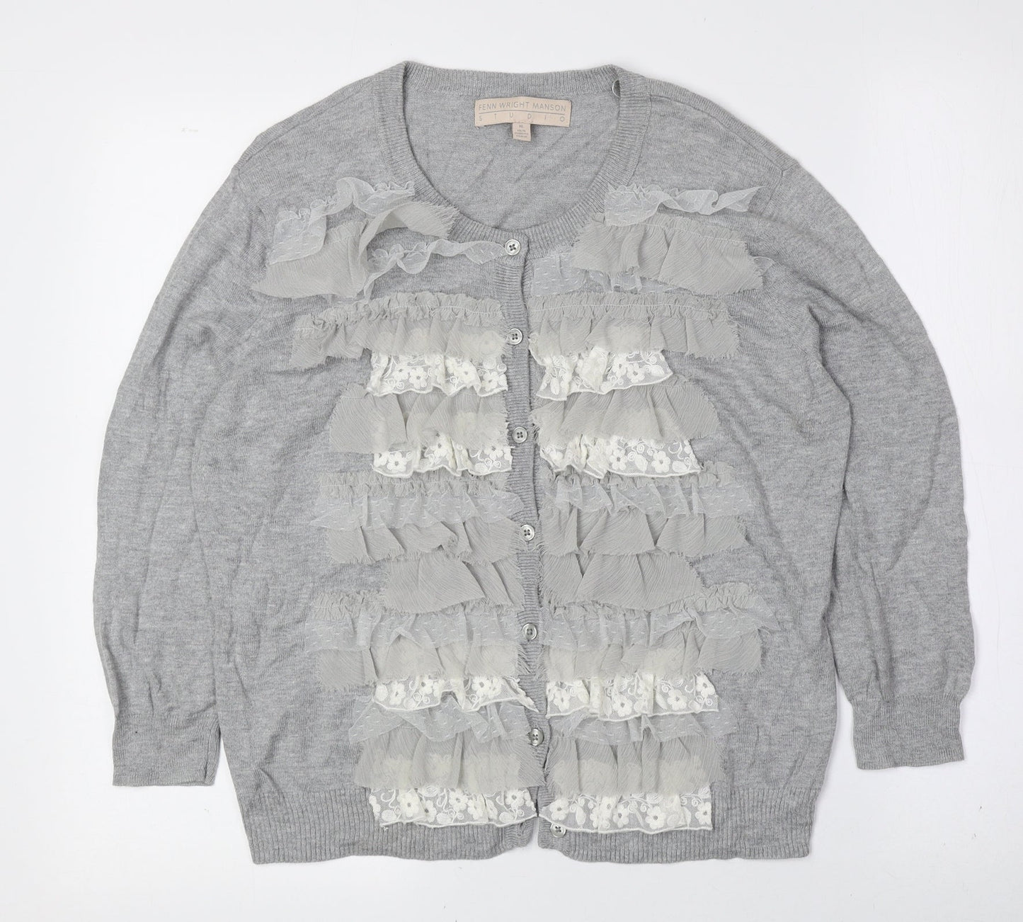 Womens UK Size XL Fenn Wright Manson Grey Cardigan Jumper