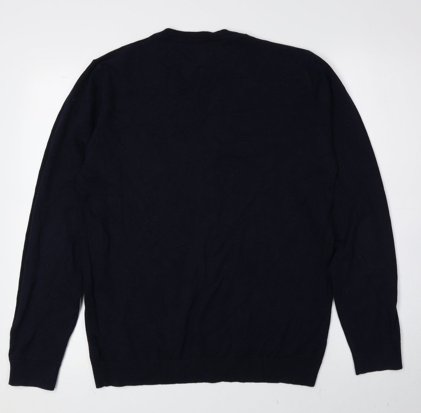 NEXT Mens Blue V-Neck Cotton Pullover Jumper Size M