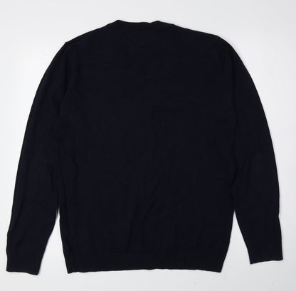 NEXT Mens Blue V-Neck Cotton Pullover Jumper Size M