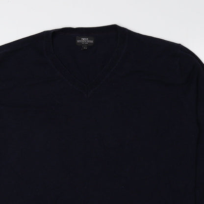 NEXT Mens Blue V-Neck Cotton Pullover Jumper Size M