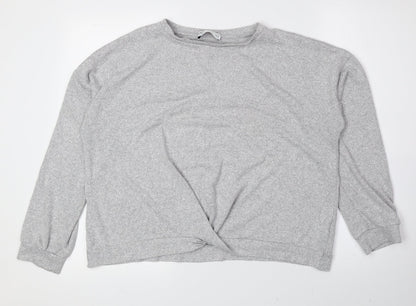 Marks and Spencer Girls Grey Boat Neck Viscose Pullover Jumper Size 15-16 Years Pullover
