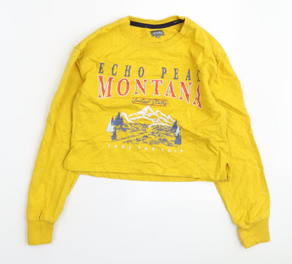 Studio Girls Yellow Cotton Pullover Sweatshirt Size 12-13 Years Pullover - Montana