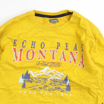 Studio Girls Yellow Cotton Pullover Sweatshirt Size 12-13 Years Pullover - Montana