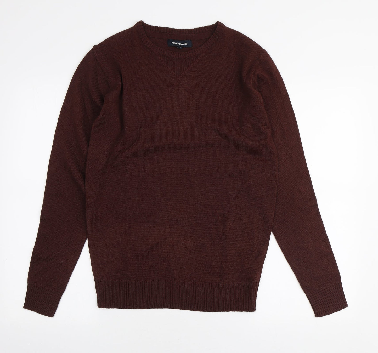 Blue Inc Mens Brown Round Neck Acrylic Pullover Jumper Size XS