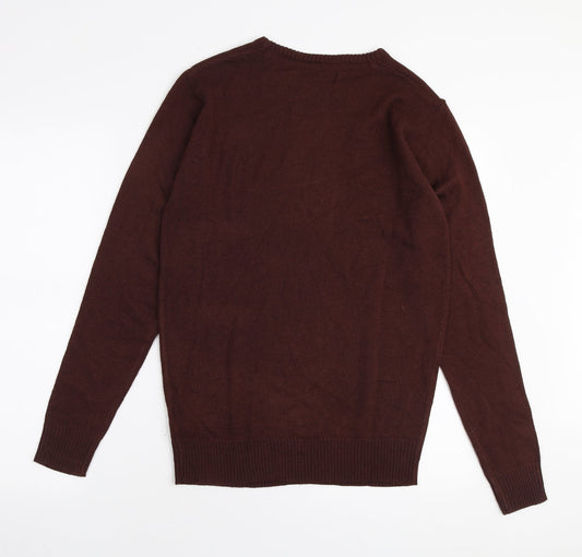 Blue Inc Mens Brown Round Neck Acrylic Pullover Jumper Size XS